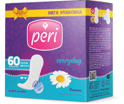 Гигиенические ежедневные прокладки PERI 60 шт  Ромашка