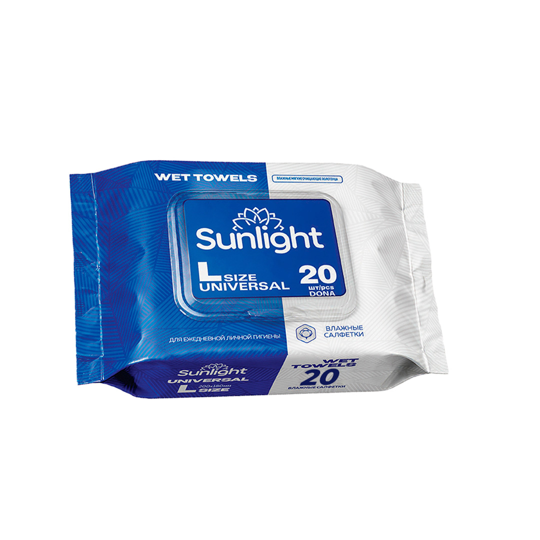 Влажные полотенца SUNLIGHT XL Universal 20шт ХЛОПОК