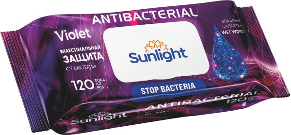 Влажные салфетки SUNLIGHT Antibacterial, 120 шт