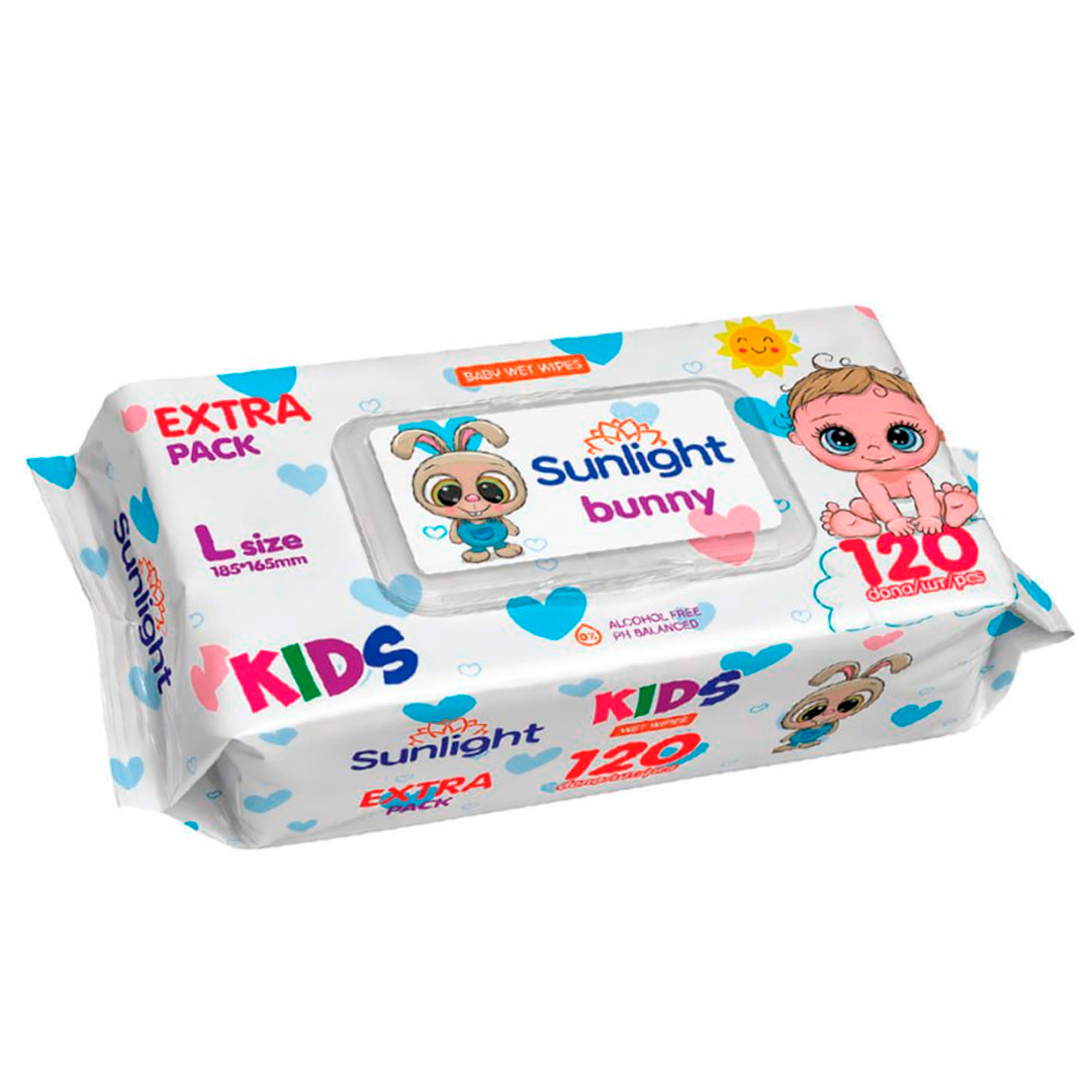 Влажные салфетки SUNLIGHT Baby Зайчик 120 шт