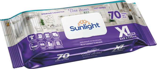 Влажные салфетки SUNLIGHT для дома XL 70 шт