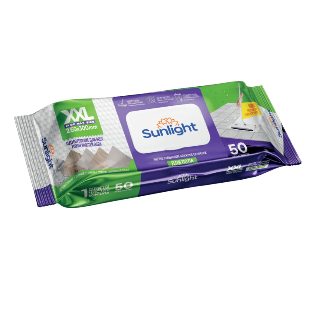 Влажные салфетки SUNLIGHT для пола 50 шт XXL
