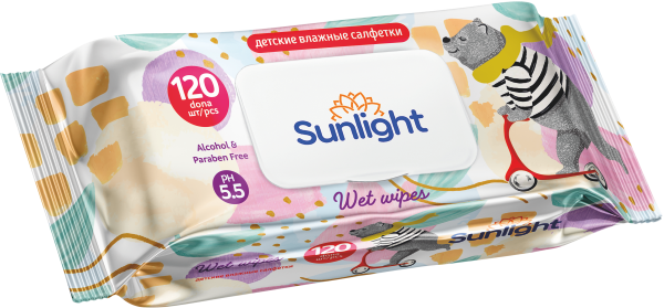 Влажные салфетки SUNLIGHT Standard Мишка 120 шт