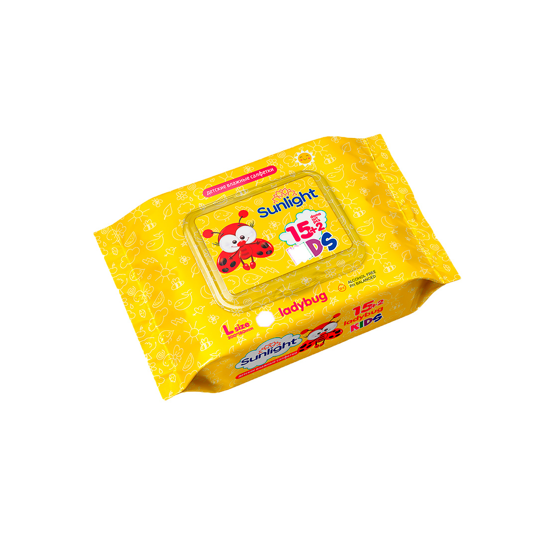 Влажные салфетки SUNLIGHT XL Божья коровка 17 шт