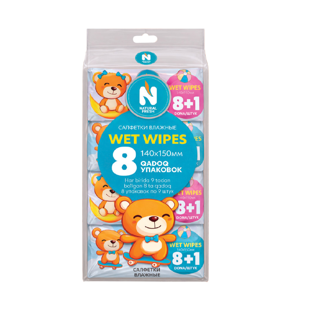 Влажные салфетки Супер мини NATURAL FRESH (8+1шт) Pink/Blue